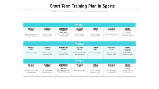 Short Term Training Plan In Sports Ppt PowerPoint Presentation File Example Introduction