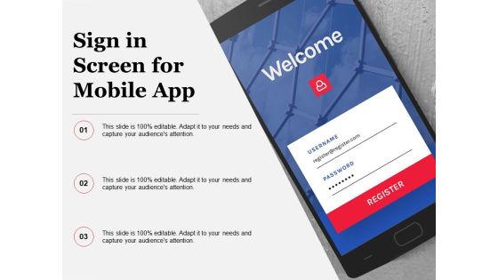 Sign In Screen For Mobile App Ppt PowerPoint Presentation Gallery Templates