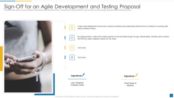 Sign Off For An Agile Development And Testing Proposal Graphics PDF Sign Off For An Agile Development And Testing Proposal Graphics PDF