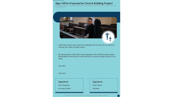 Sign Off For Proposal For Church Building Project One Pager Sample Example Document Sign Off For Proposal For Church Building Project One Pager Sample Example Document