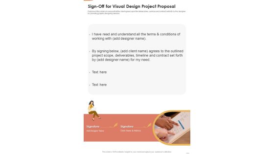 Sign Off For Visual Design Project Proposal One Pager Sample Example Document Sign Off For Visual Design Project Proposal One Pager Sample Example Document