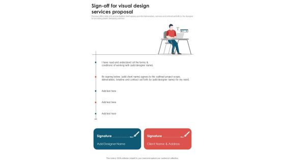Sign Off For Visual Design Services Proposal One Pager Sample Example Document Sign Off For Visual Design Services Proposal One Pager Sample Example Document