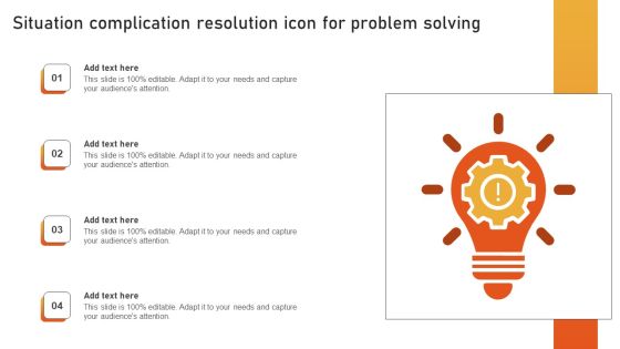 Situation Complication Resolution Icon For Problem Solving Slides PDF Situation Complication Resolution Icon For Problem Solving Slides PDF
