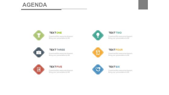 Six Agenda Topics For Discussion Powerpoint Slides Six Agenda Topics For Discussion Powerpoint Slides