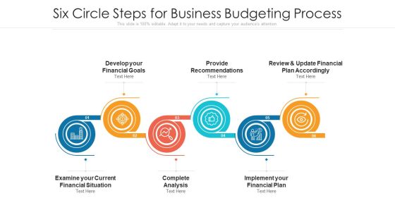 Six Circle Steps For Business Budgeting Process Ppt PowerPoint Presentation Icon Deck PDF Six Circle Steps For Business Budgeting Process Ppt PowerPoint Presentation Icon Deck PDF