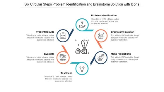 Six Circular Steps Problem Identification And Brainstorm Solution With Icons Ppt Powerpoint Presentation Ideas Background Image Six Circular Steps Problem Identification And Brainstorm Solution With Icons Ppt Powerpoint Presentation Ideas Background Image