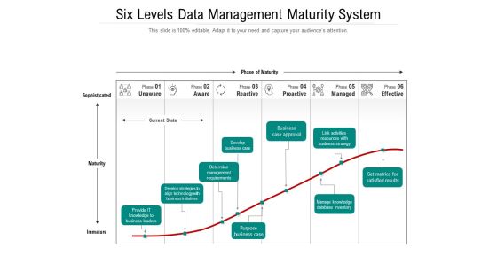 Six Levels Data Management Maturity System Ppt PowerPoint Presentation File Themes PDF
