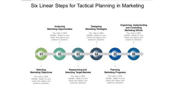 Six Linear Steps For Tactical Planning In Marketing Ppt PowerPoint Presentation Professional Information Six Linear Steps For Tactical Planning In Marketing Ppt PowerPoint Presentation Professional Information