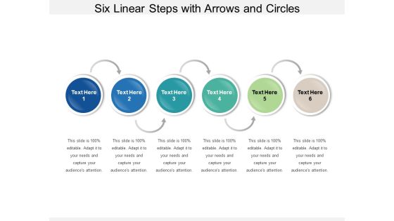 Six Linear Steps With Arrows And Circles Ppt PowerPoint Presentation Infographics Graphics Design PDF