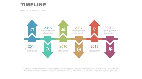 Six Linear Timeline Arrows Year Diagram Powerpoint Slides Six Linear Timeline Arrows Year Diagram Powerpoint Slides