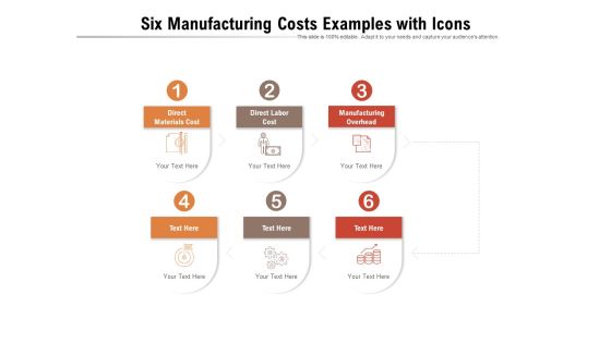 Six Manufacturing Costs Examples With Icons Ppt PowerPoint Presentation Inspiration Professional PDF