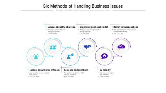 Six Methods Of Handling Business Issues Ppt PowerPoint Presentation Infographic Template Aids