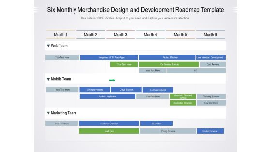 Six Monthly Merchandise Design And Development Roadmap Template Summary Six Monthly Merchandise Design And Development Roadmap Template Summary
