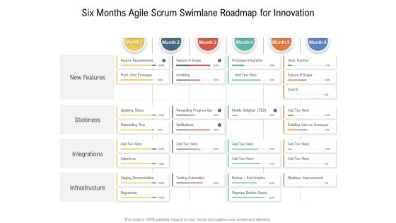 Six Months Agile Scrum Swimlane Roadmap For Innovation Pictures Six Months Agile Scrum Swimlane Roadmap For Innovation Pictures
