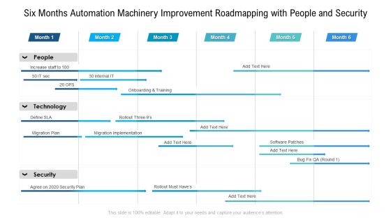 Six Months Automation Machinery Improvement Roadmapping With People And Security Brochure Six Months Automation Machinery Improvement Roadmapping With People And Security Brochure