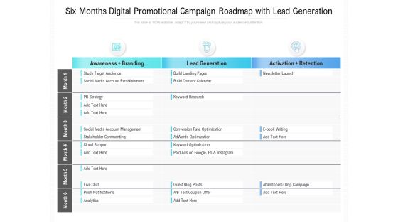 Six Months Digital Promotional Campaign Roadmap With Lead Generation Summary Six Months Digital Promotional Campaign Roadmap With Lead Generation Summary