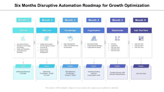 Six Months Disruptive Automation Roadmap For Growth Optimization Sample