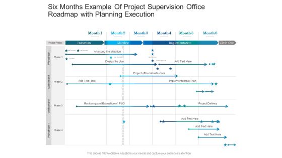 Six Months Example Of Project Supervision Office Roadmap With Planning Execution Microsoft Six Months Example Of Project Supervision Office Roadmap With Planning Execution Microsoft