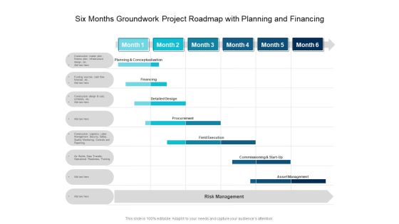 Six Months Groundwork Project Roadmap With Planning And Financing Themes Six Months Groundwork Project Roadmap With Planning And Financing Themes