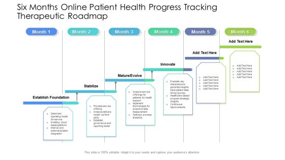 Six Months Online Patient Health Progress Tracking Therapeutic Roadmap Portrait Six Months Online Patient Health Progress Tracking Therapeutic Roadmap Portrait