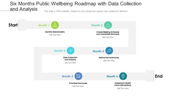 Six Months Public Wellbeing Roadmap With Data Collection And Analysis Clipart