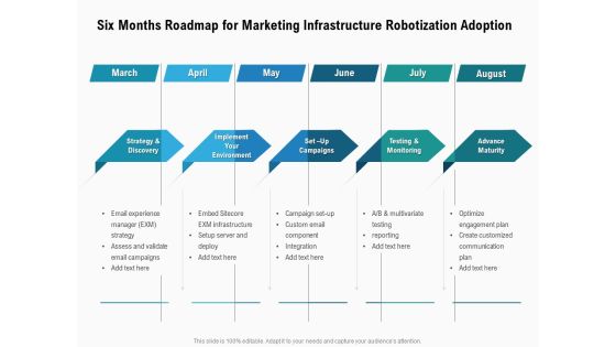 Six Months Roadmap For Marketing Infrastructure Robotization Adoption Background Six Months Roadmap For Marketing Infrastructure Robotization Adoption Background