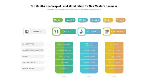 Six Months Roadmap Of Fund Mobilization For New Venture Business Portrait Six Months Roadmap Of Fund Mobilization For New Venture Business Portrait