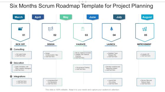Six Months Scrum Roadmap Template For Project Planning Sample