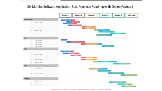 Six Months Software Application Best Practices Roadmap With Online Payment Professional