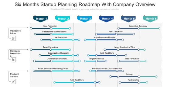 Six Months Startup Planning Roadmap With Company Overview Themes Six Months Startup Planning Roadmap With Company Overview Themes