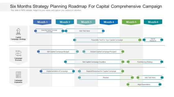 Six Months Strategy Planning Roadmap For Capital Comprehensive Campaign Inspiration