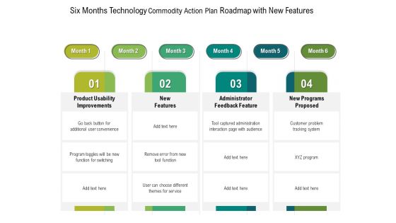 Six Months Technology Product Strategy Roadmap With New Features Sample