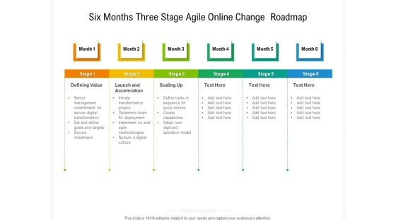 Six Months Three Stage Agile Online Change Roadmap Infographics Six Months Three Stage Agile Online Change Roadmap Infographics