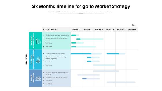 Six Months Timeline For Go To Market Strategy Ppt PowerPoint Presentation Pictures Slides PDF