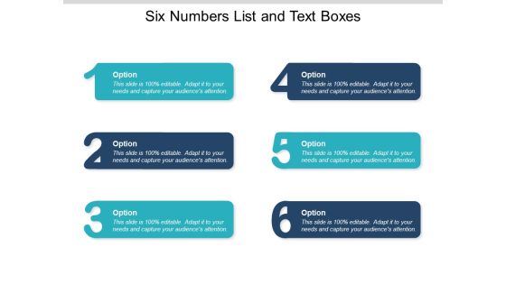 Six Numbers List And Text Boxes Ppt PowerPoint Presentation Infographics Graphic Tips Six Numbers List And Text Boxes Ppt PowerPoint Presentation Infographics Graphic Tips