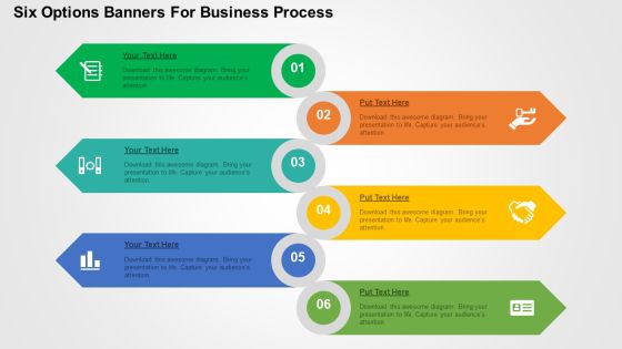 Six Options Banners For Business Process PowerPoint Template Six Options Banners For Business Process PowerPoint Template