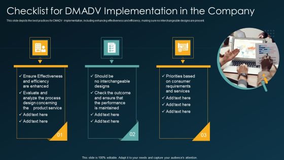 Six Sigma Methodology IT Checklist For DMADV Implementation In The Company Ppt Infographic Template Show PDF Six Sigma Methodology IT Checklist For DMADV Implementation In The Company Ppt Infographic Template Show PDF