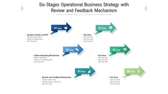 Six Stages Operational Business Strategy With Review And Feedback Mechanism Ppt PowerPoint Presentation File Slide Portrait PDF Six Stages Operational Business Strategy With Review And Feedback Mechanism Ppt PowerPoint Presentation File Slide Portrait PDF