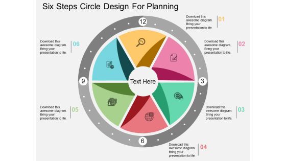 Six Steps Circle Design For Planning Powerpoint Template