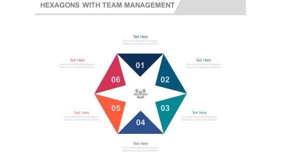 Six Steps Hexagons For Team Management Powerpoint Slides