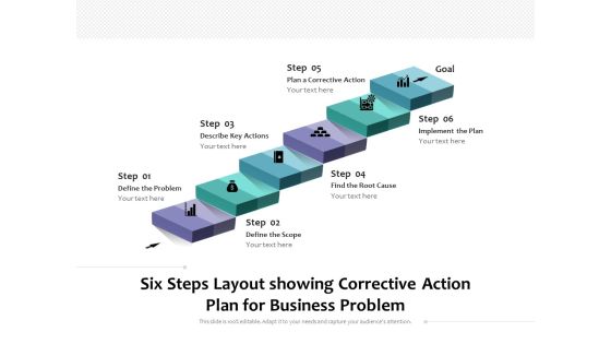 Six Steps Layout Showing Corrective Action Plan For Business Problem Ppt PowerPoint Presentation Icon Display PDF Six Steps Layout Showing Corrective Action Plan For Business Problem Ppt PowerPoint Presentation Icon Display PDF