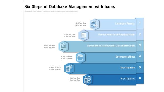 Six Steps Of Database Management With Icons Ppt PowerPoint Presentation Ideas Examples Six Steps Of Database Management With Icons Ppt PowerPoint Presentation Ideas Examples