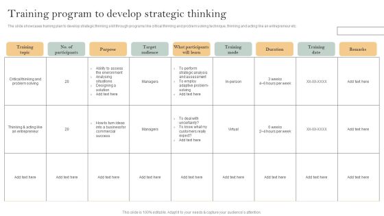 Skill Enhancement Plan Training Program To Develop Strategic Thinking Sample PDF Skill Enhancement Plan Training Program To Develop Strategic Thinking Sample PDF