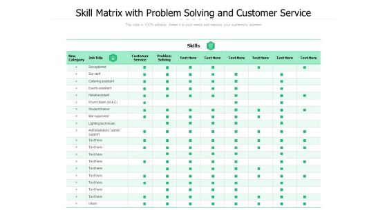Skill Matrix With Problem Solving And Customer Service Ppt PowerPoint Presentation Professional Display PDF Skill Matrix With Problem Solving And Customer Service Ppt PowerPoint Presentation Professional Display PDF