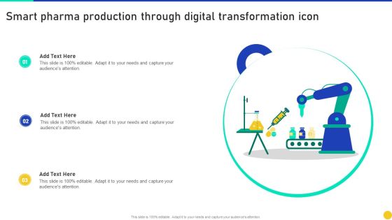 Smart Pharma Production Through Digital Transformation Icon Mockup PDF Smart Pharma Production Through Digital Transformation Icon Mockup PDF