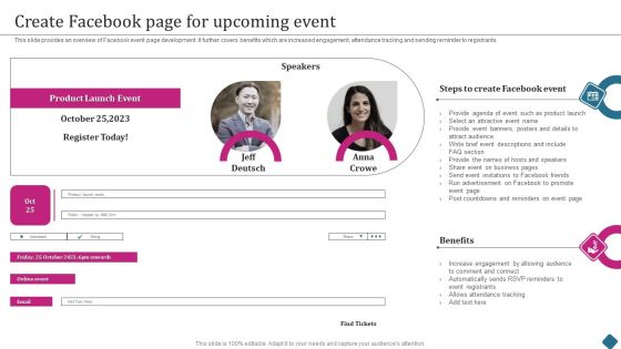 Smart Phone Launch Event Management Tasks Create Facebook Page For Upcoming Event Professional PDF Smart Phone Launch Event Management Tasks Create Facebook Page For Upcoming Event Professional PDF