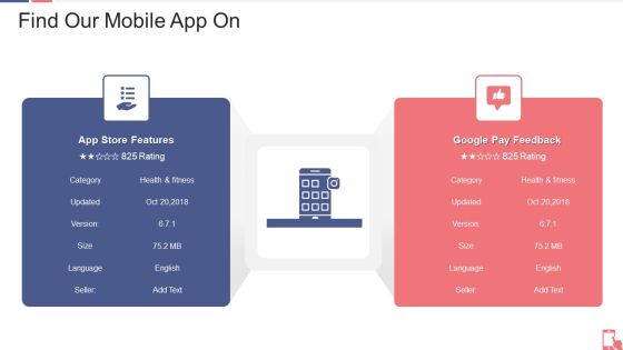 Smartphone Application Capital Raising Find Our Mobile App On Ppt Infographic Template Graphics Template PDF