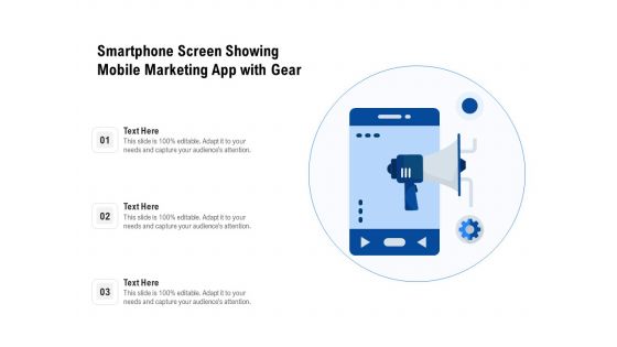 Smartphone Screen Showing Mobile Marketing App With Gear Ppt PowerPoint Presentation Gallery Background PDF Smartphone Screen Showing Mobile Marketing App With Gear Ppt PowerPoint Presentation Gallery Background PDF