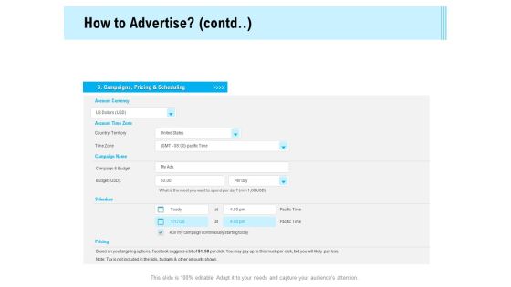 Social Media Advertisement How To Advertise Contd Ppt Infographics Topics PDF Social Media Advertisement How To Advertise Contd Ppt Infographics Topics PDF