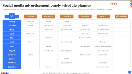 Social Media Advertisement Yearly Schedule Planner Graphics PDF Social Media Advertisement Yearly Schedule Planner Graphics PDF